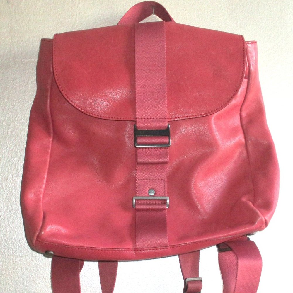 Mandarina Duck Red Leather Backpack